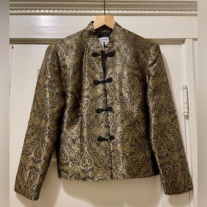 Metaphor Gold and Black Blazer with Mandarin Collar